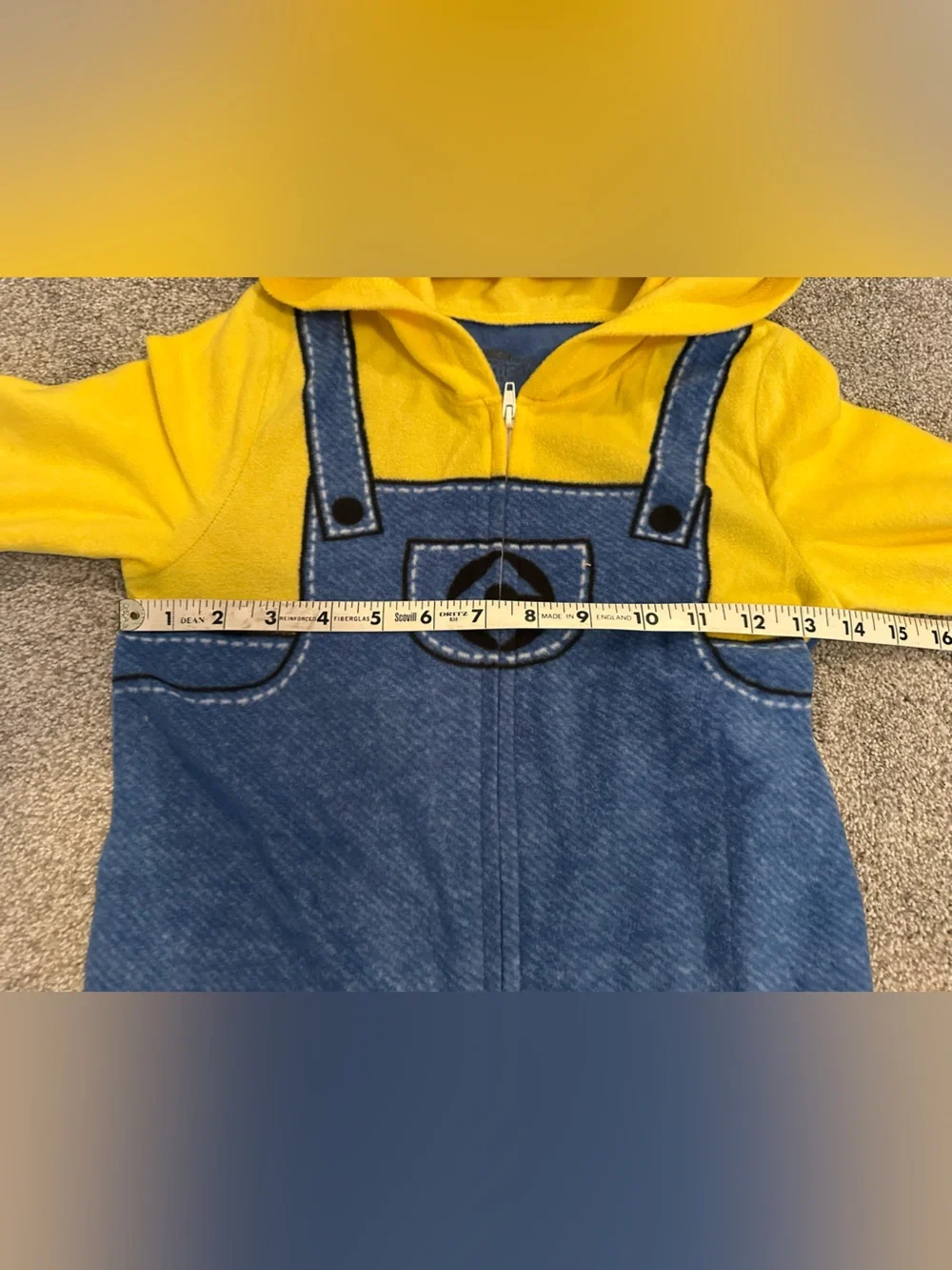 Minion-Inspired Kids Costume Hooded Jumpsuit - Yellow & Blue Size 6 children